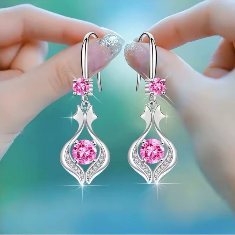 Elegant Pink Crystal Drop Earrings